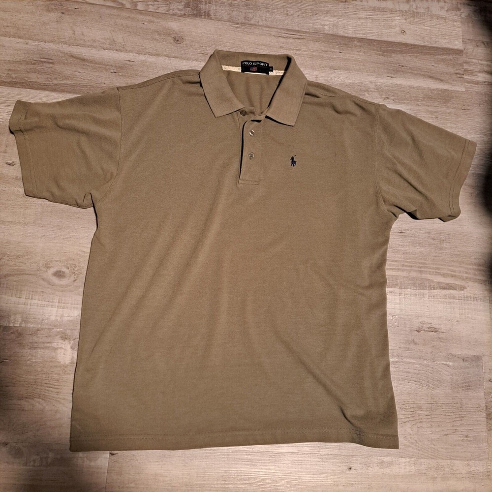 Ralph Lauren Polo Sport Vintage Men's Polo Shirt Cotton Olive XL